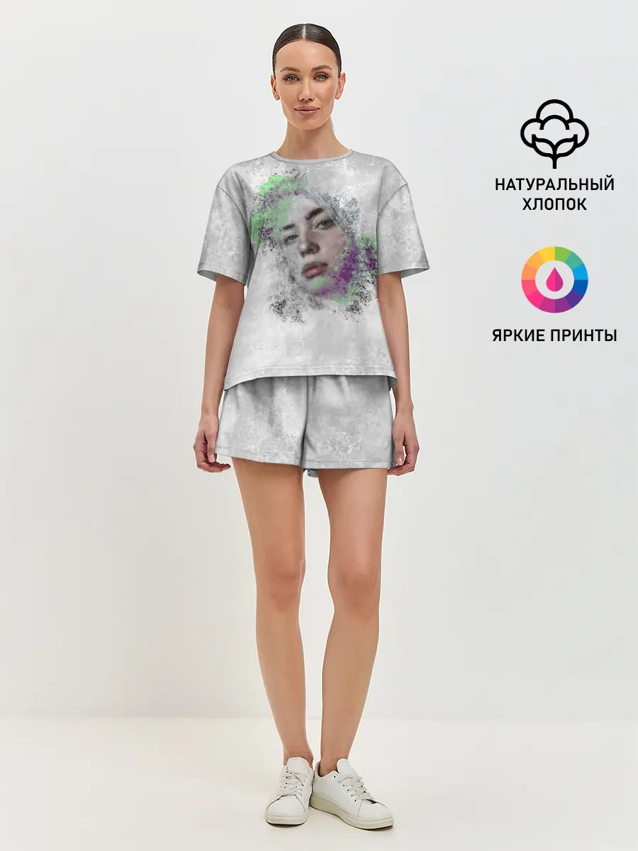 Женская пижама с шортами / Билли Айлиш красочная