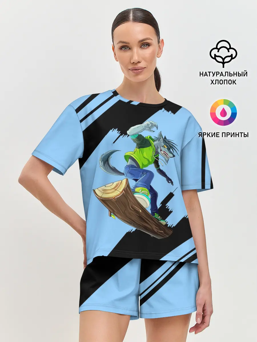 Женская пижама с шортами / Волк