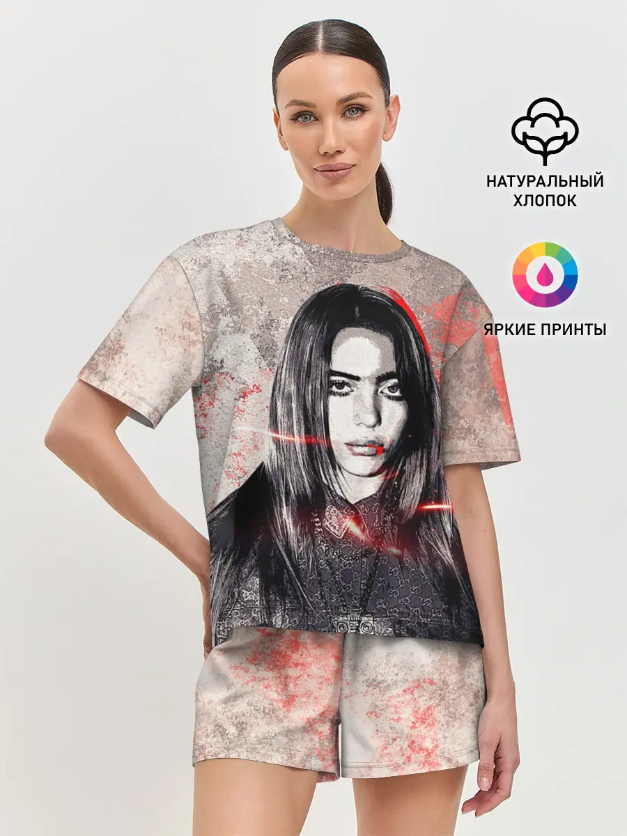 Женская пижама с шортами / Билли Айлиш стиль гранж