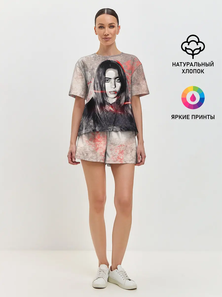 Женская пижама с шортами / Билли Айлиш стиль гранж