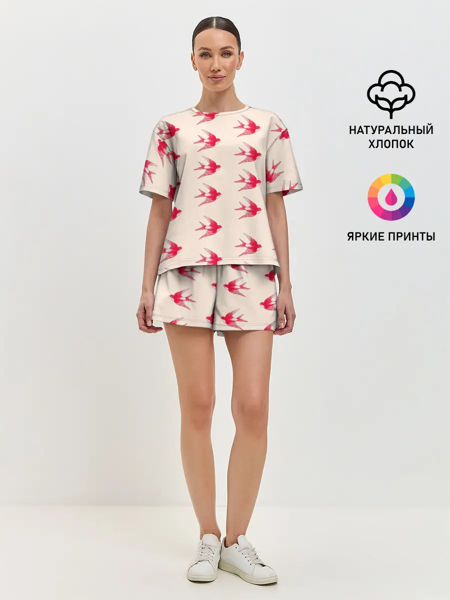 Женская пижама с шортами / Синицы