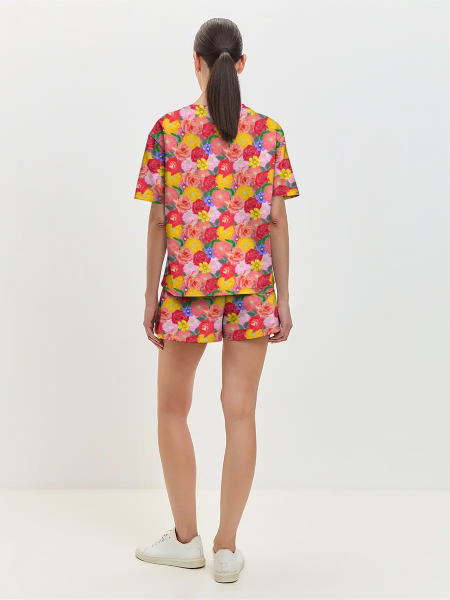 Женская пижама с шортами / Цветы