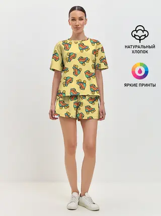 Женская пижама с шортами / Ролики