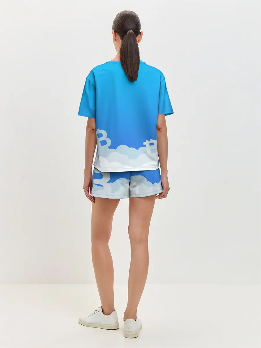 Женская пижама с шортами / БИТКОИН В КОСМОС