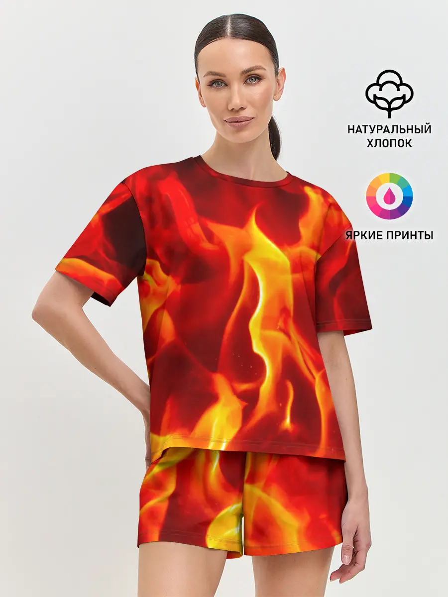 Женская пижама с шортами / Пламенный