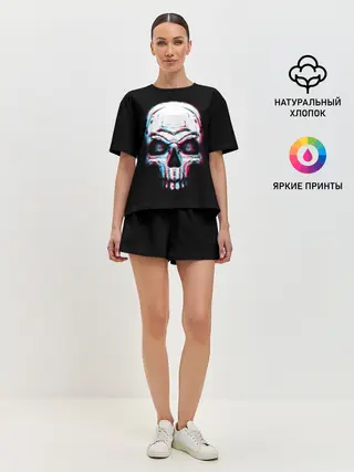 Женская пижама с шортами / Glitch Skull