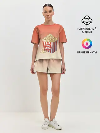 Женская пижама с шортами / попкорн рисунок