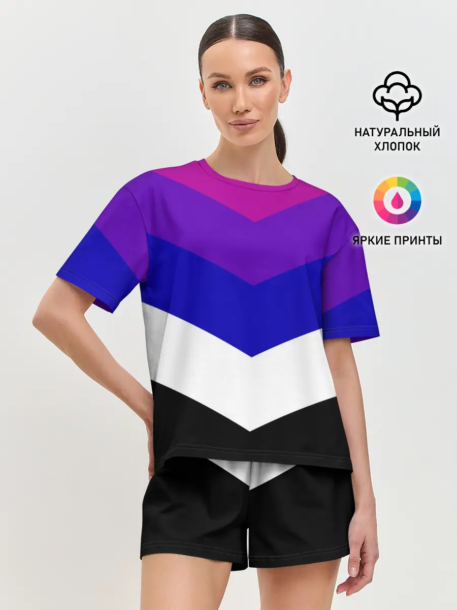 Женская пижама с шортами / Полосы