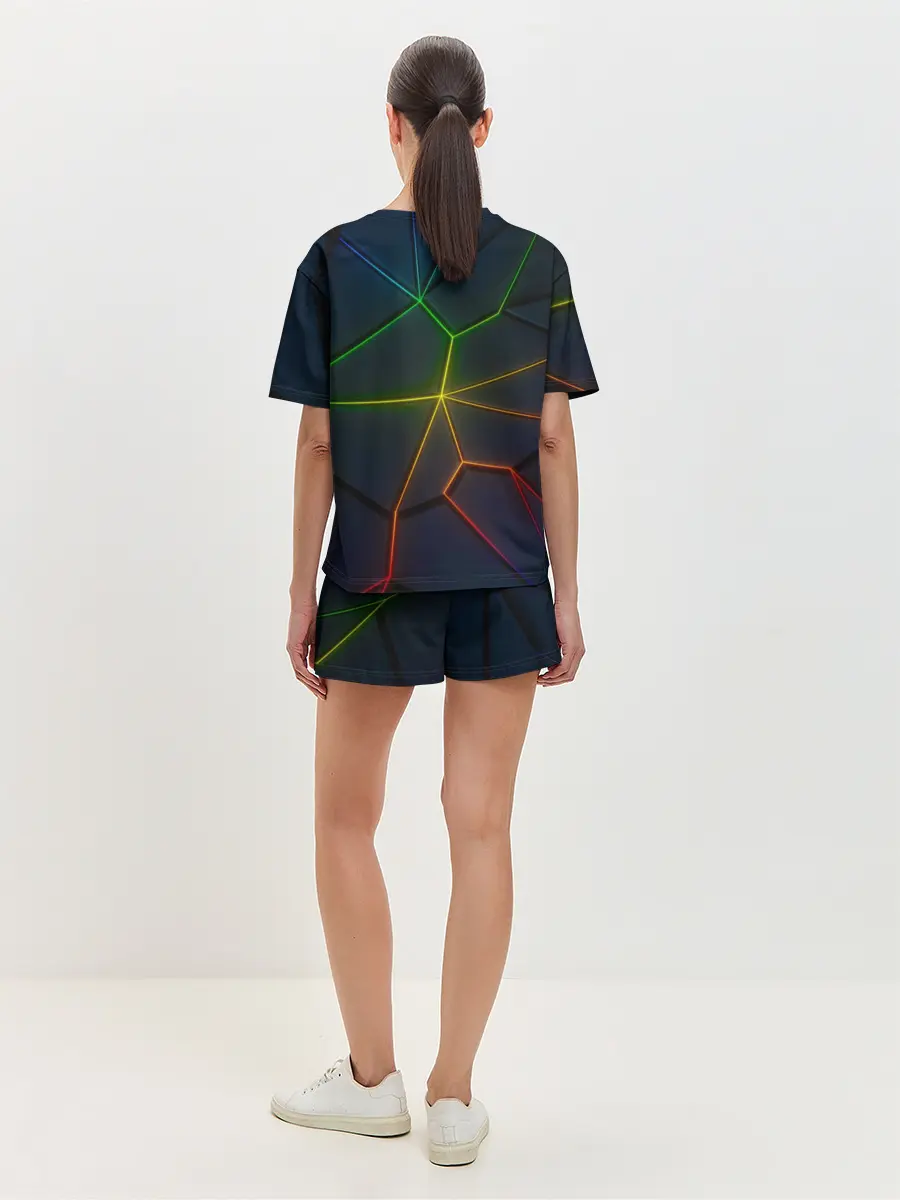 Женская пижама с шортами / НЕОНОВЫЕ ПЛИТЫ | 3D ПЛИТЫ