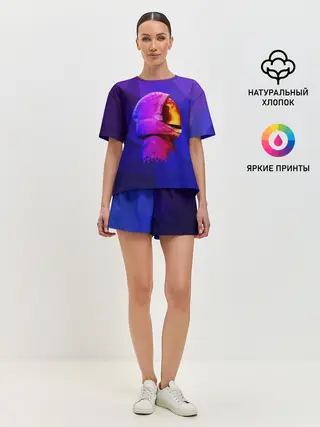 Женская пижама с шортами / полигональный космонавт