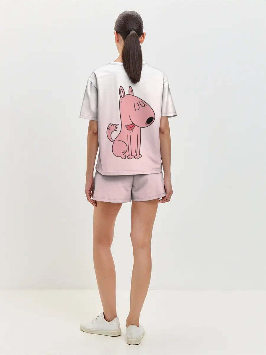 Женская пижама с шортами / мультяшный мопс