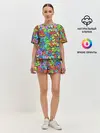 Женская пижама с шортами / Разноцветные бабочки