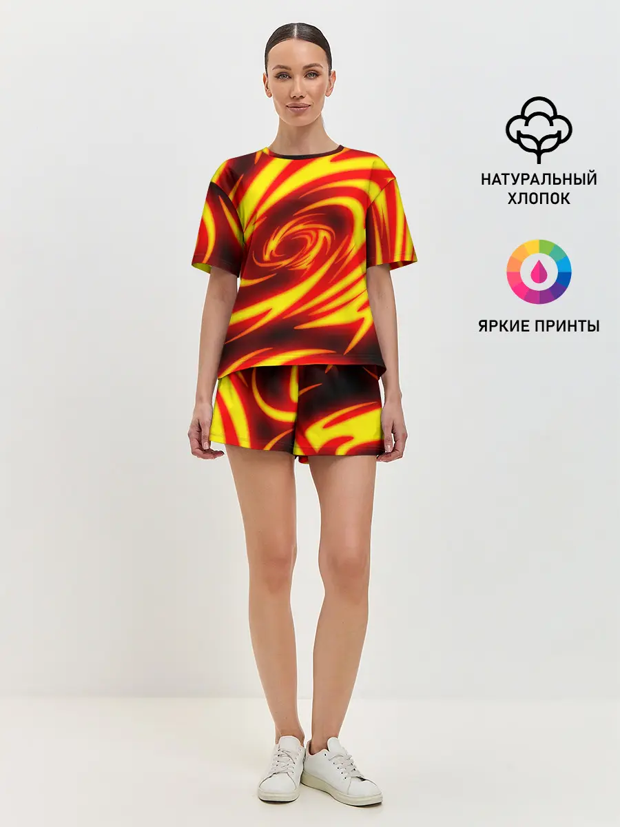 Женская пижама с шортами / ОГНЕННЫЕ ВОЛНЫ | FIRE STRIPES