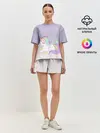 Женская пижама с шортами / единорожек на фиолетовом