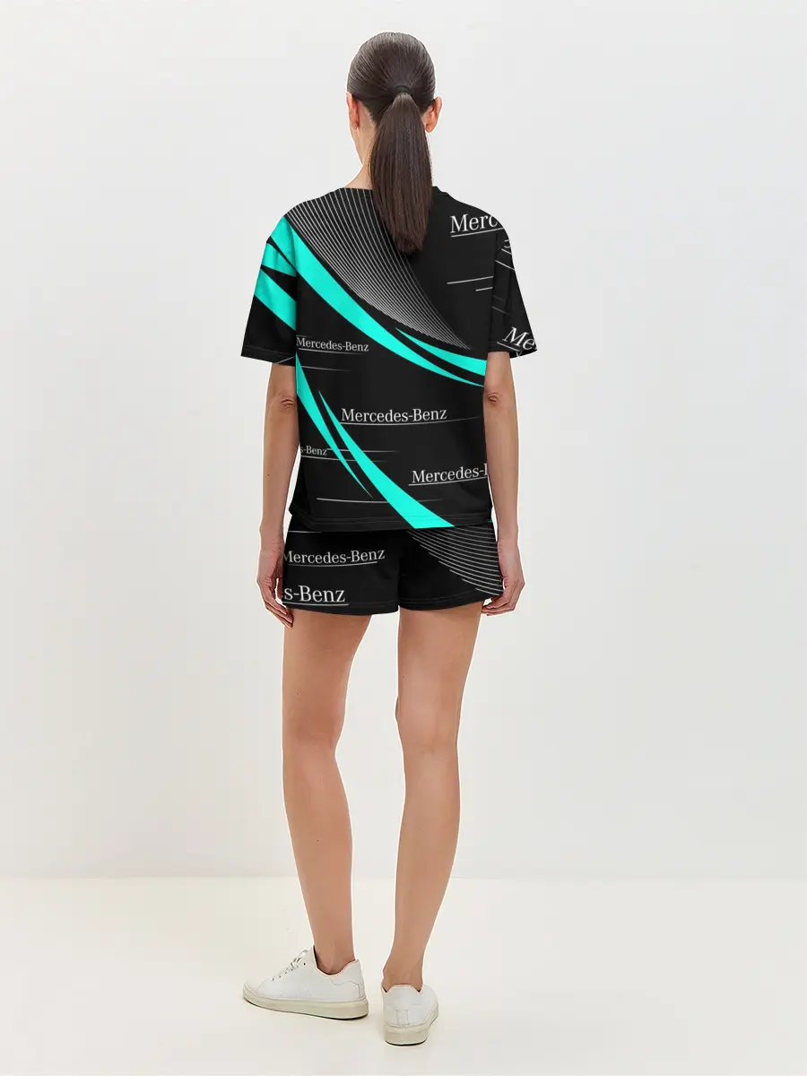 Женская пижама с шортами / MERCEDES BENZ АКВАМАРИНОВЫЙ