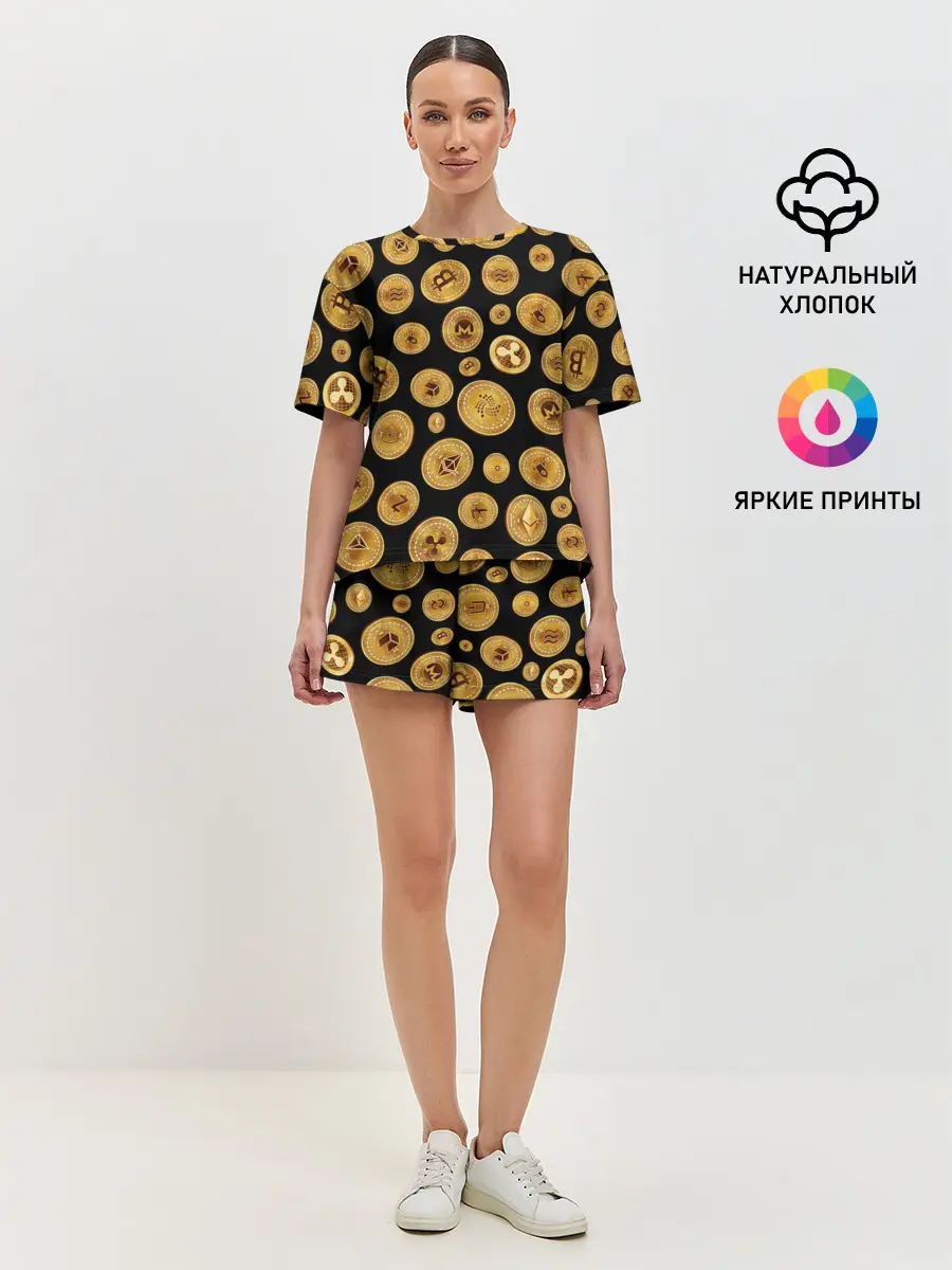 Женская пижама с шортами / CRYPTOCURRENCY | КРИПТОВАЛЮТА