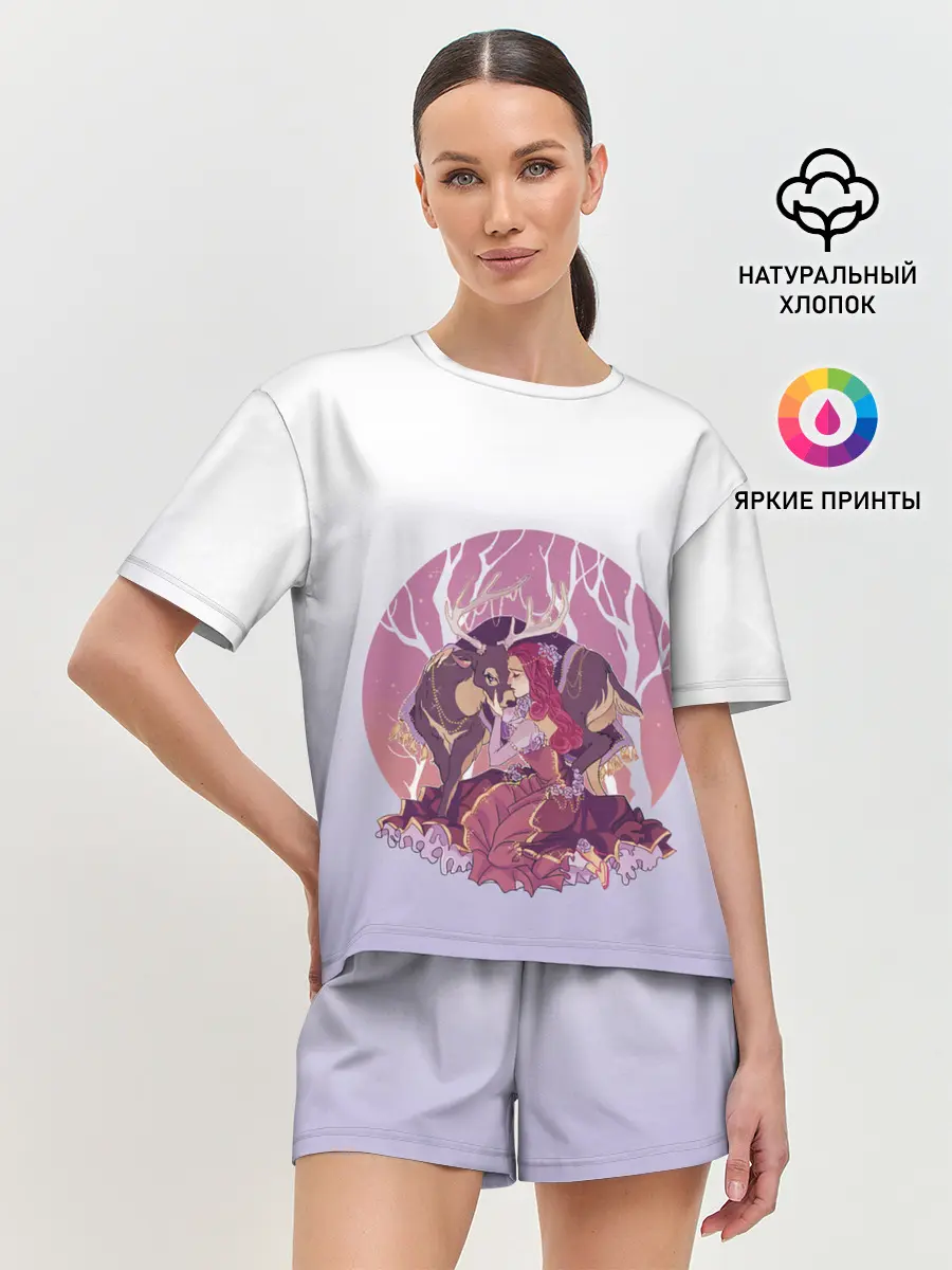 Женская пижама с шортами / Принцесса и олень