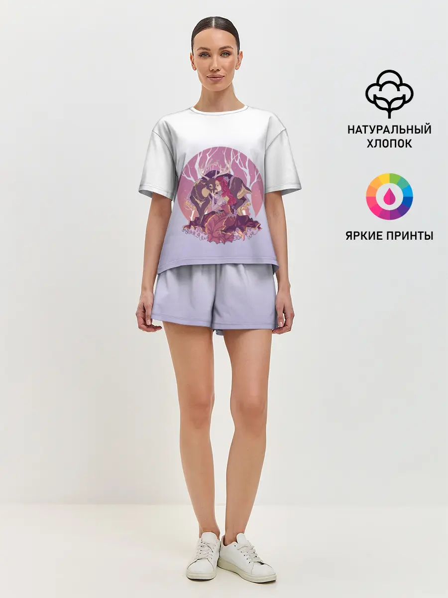 Женская пижама с шортами / Принцесса и олень