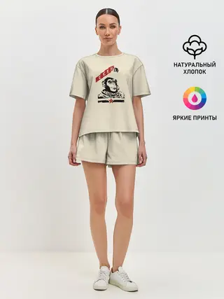Женская пижама с шортами / Обезьяна космонавт