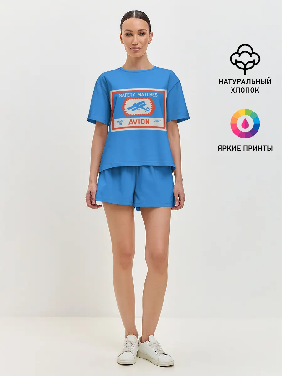 Женская пижама с шортами / Спички blue