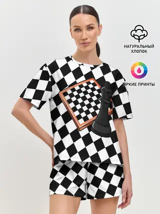 Женская пижама с шортами / Шахматы