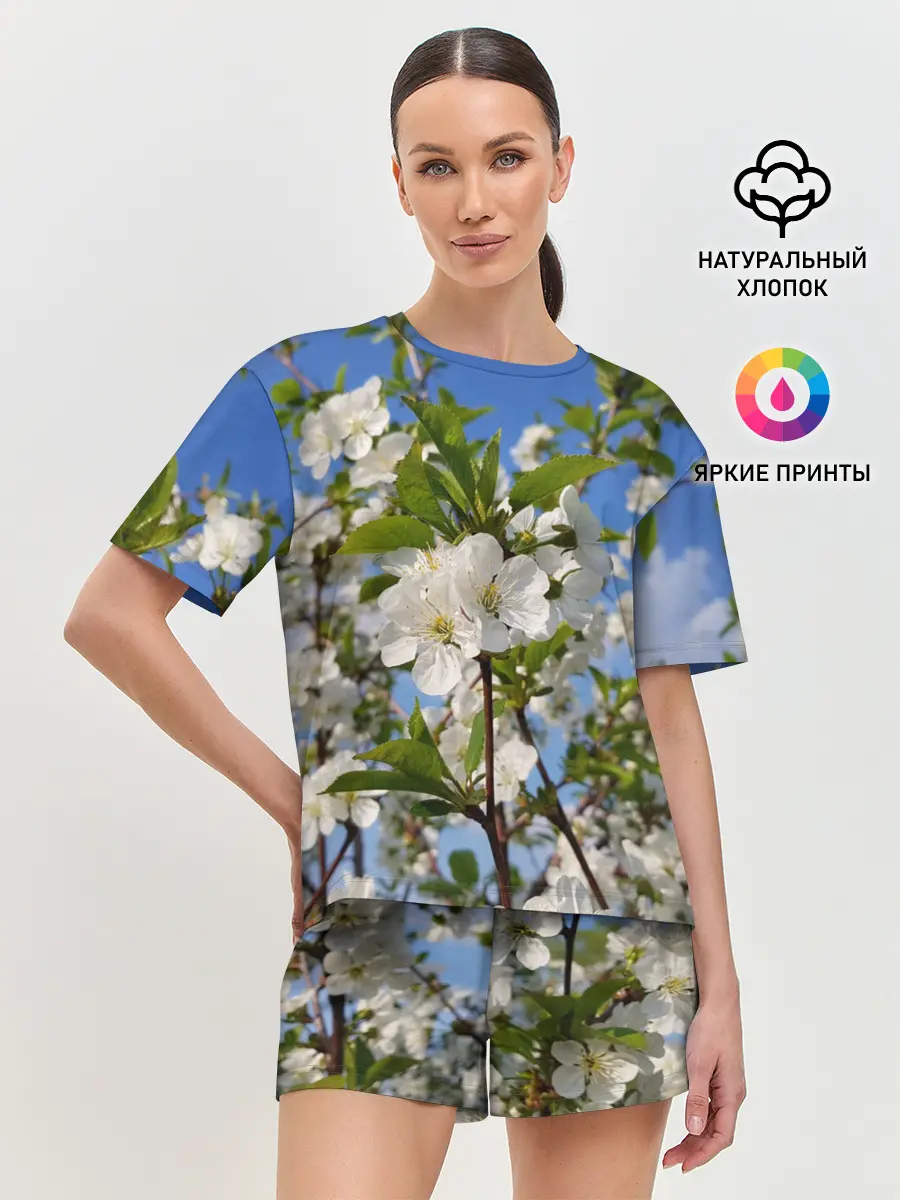 Женская пижама с шортами / Цвет вишни