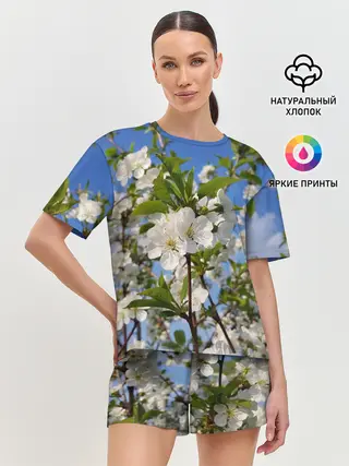 Женская пижама с шортами / Цвет вишни