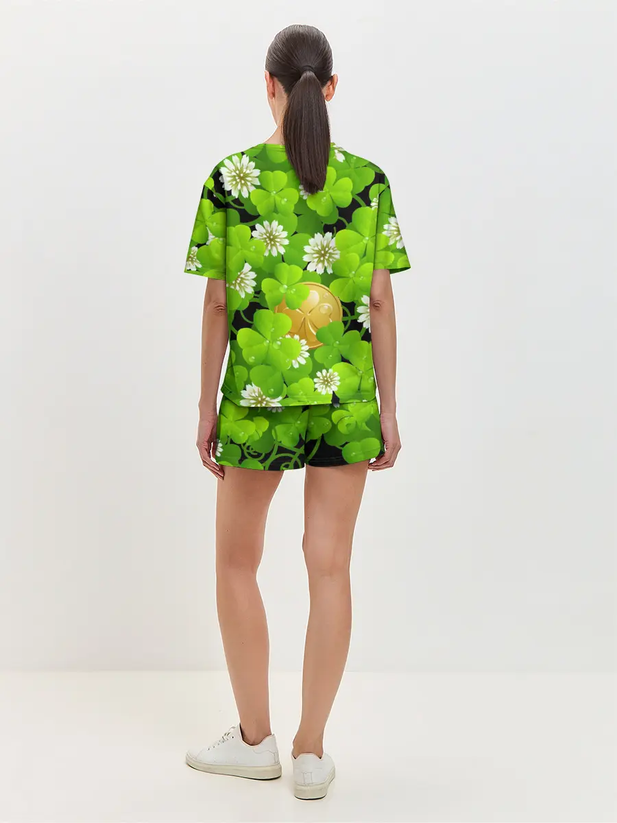 Женская пижама с шортами / Ирландский Клевер и Монетка