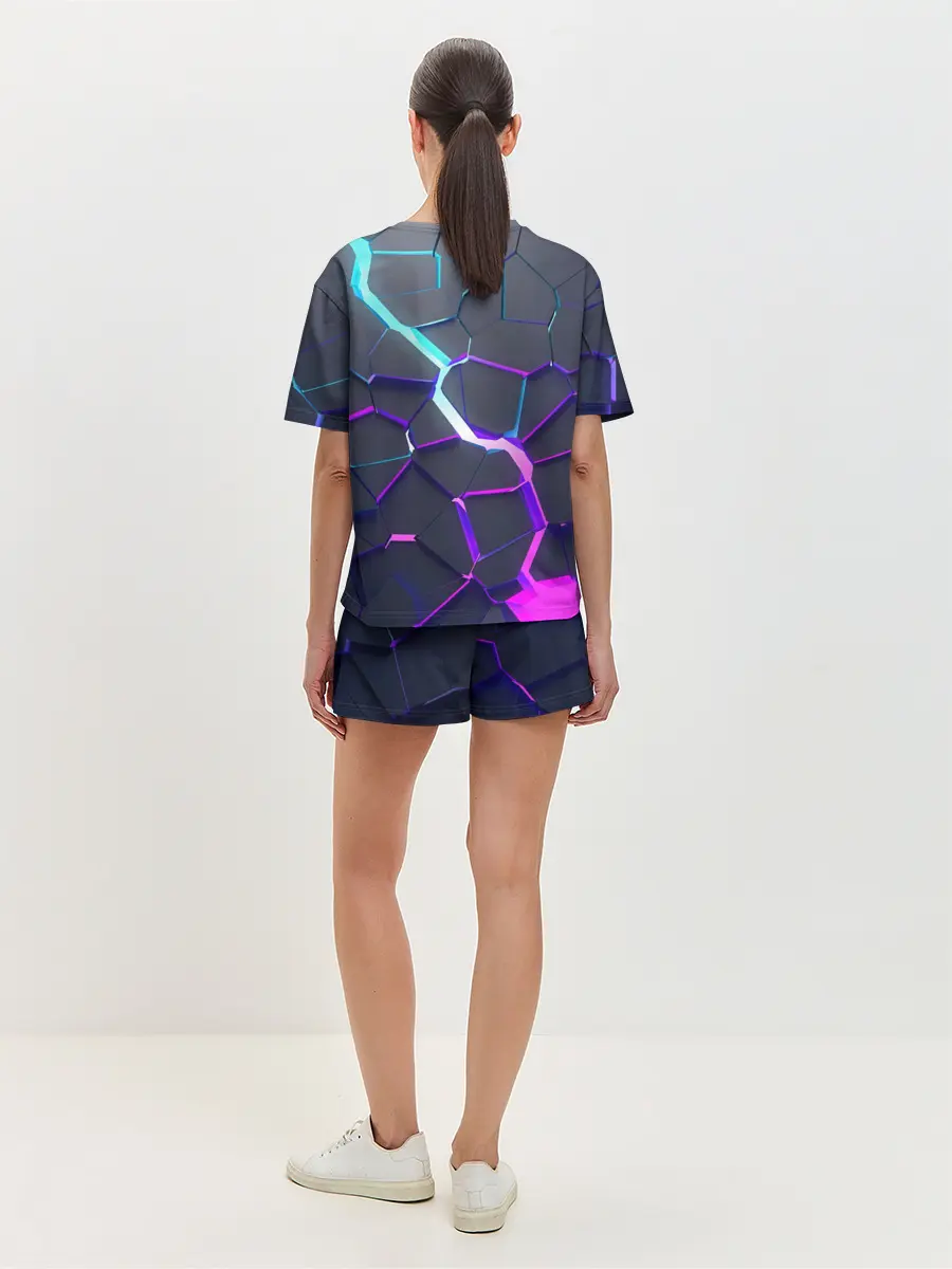 Женская пижама с шортами / НЕОНОВЫЙ РАЗЛОМ | 3Д РАЗЛОМ
