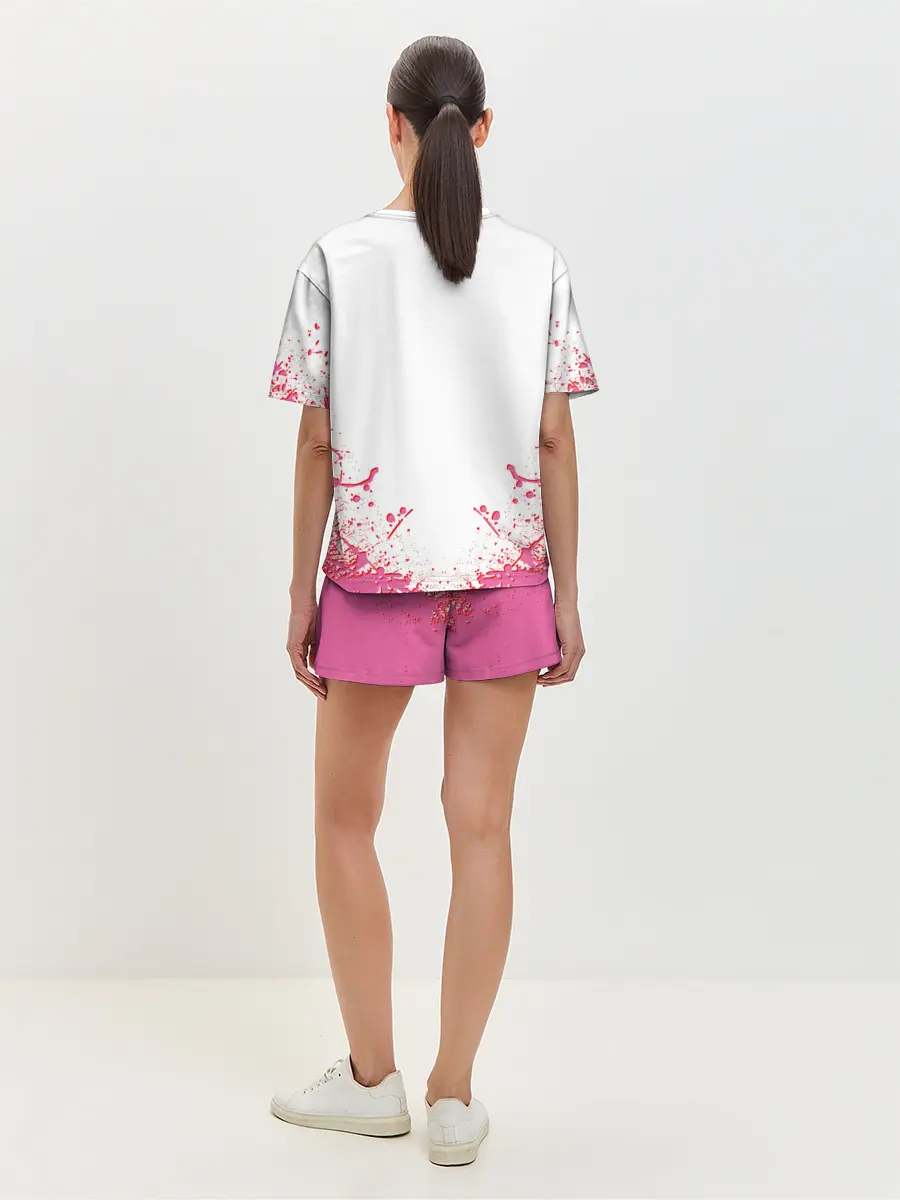 Женская пижама с шортами / Лого джоджо розовые брызги
