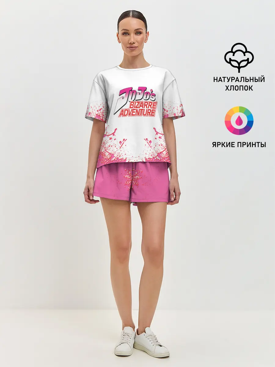 Женская пижама с шортами / Лого джоджо розовые брызги