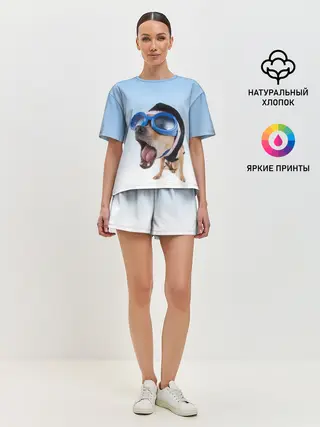 Женская пижама с шортами / собака в очках