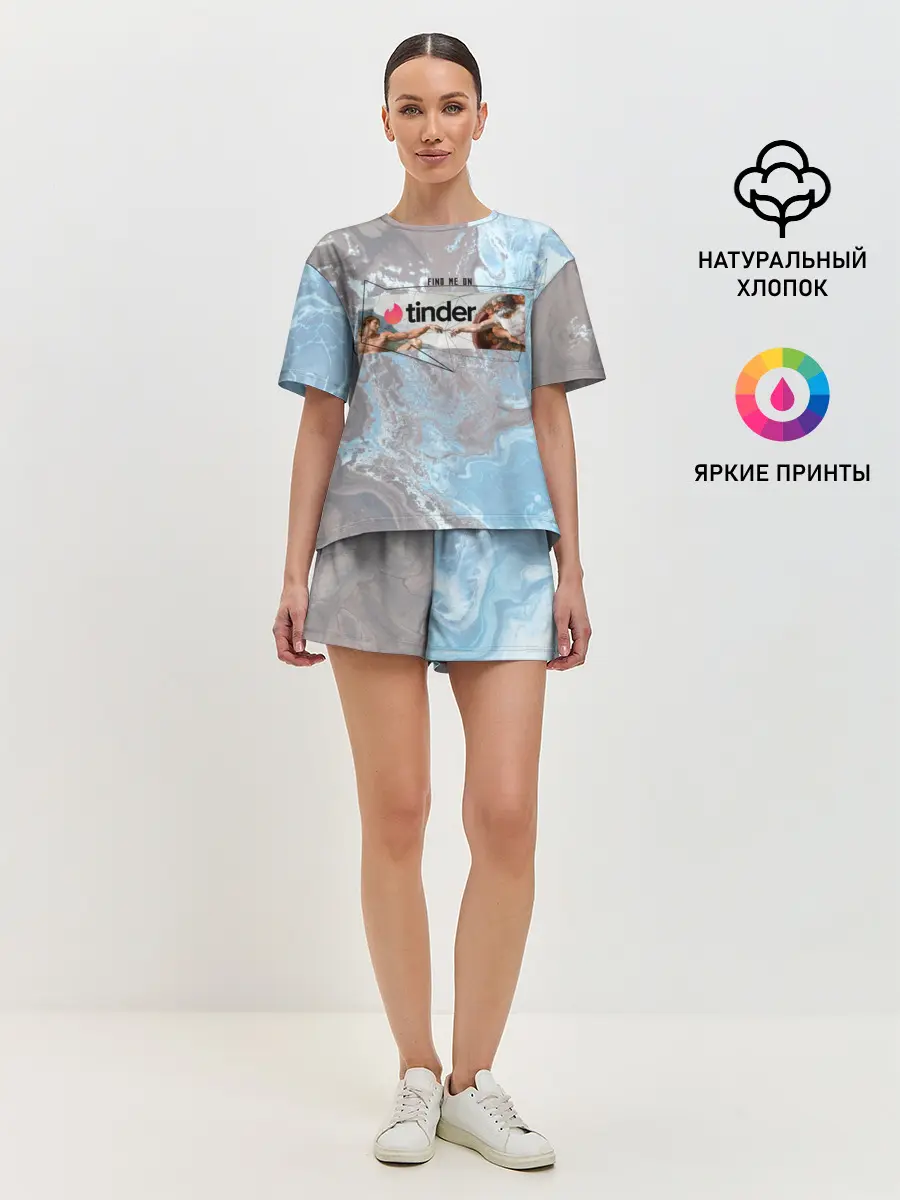 Женская пижама с шортами / Find me on Tinder | Тиндер