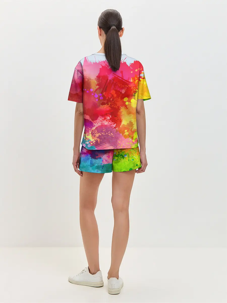 Женская пижама с шортами / брызги краски