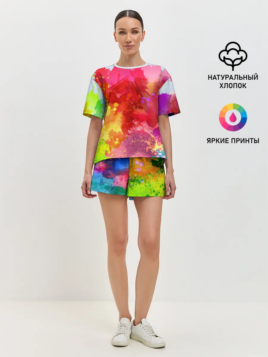 Женская пижама с шортами / брызги краски