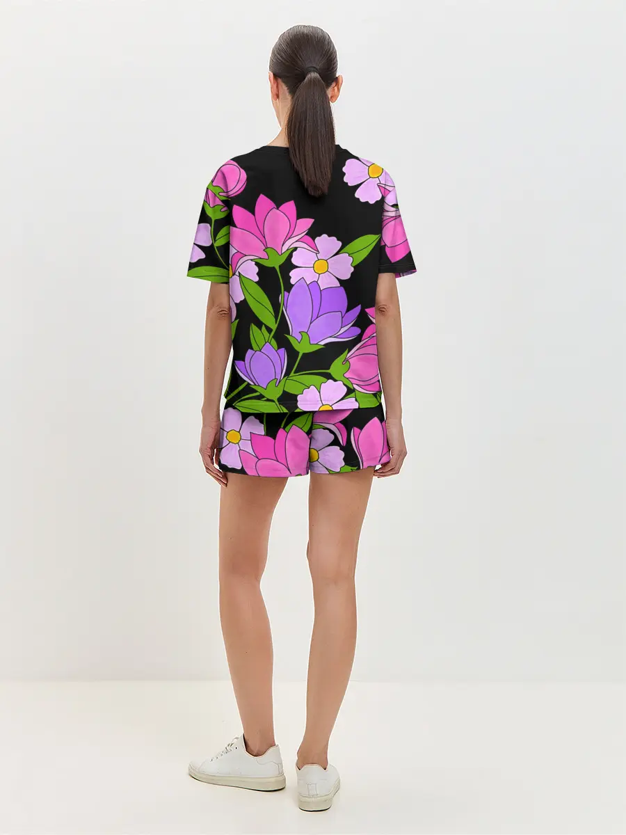 Женская пижама с шортами / Ночные цветы