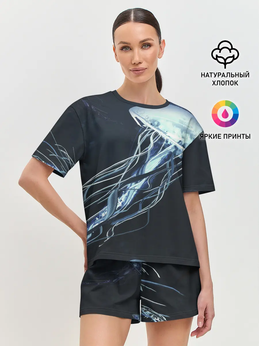 Женская пижама с шортами / Рисунок медуза