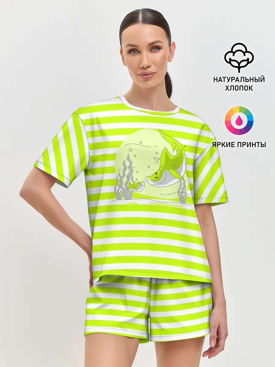 Женская пижама с шортами / Акула