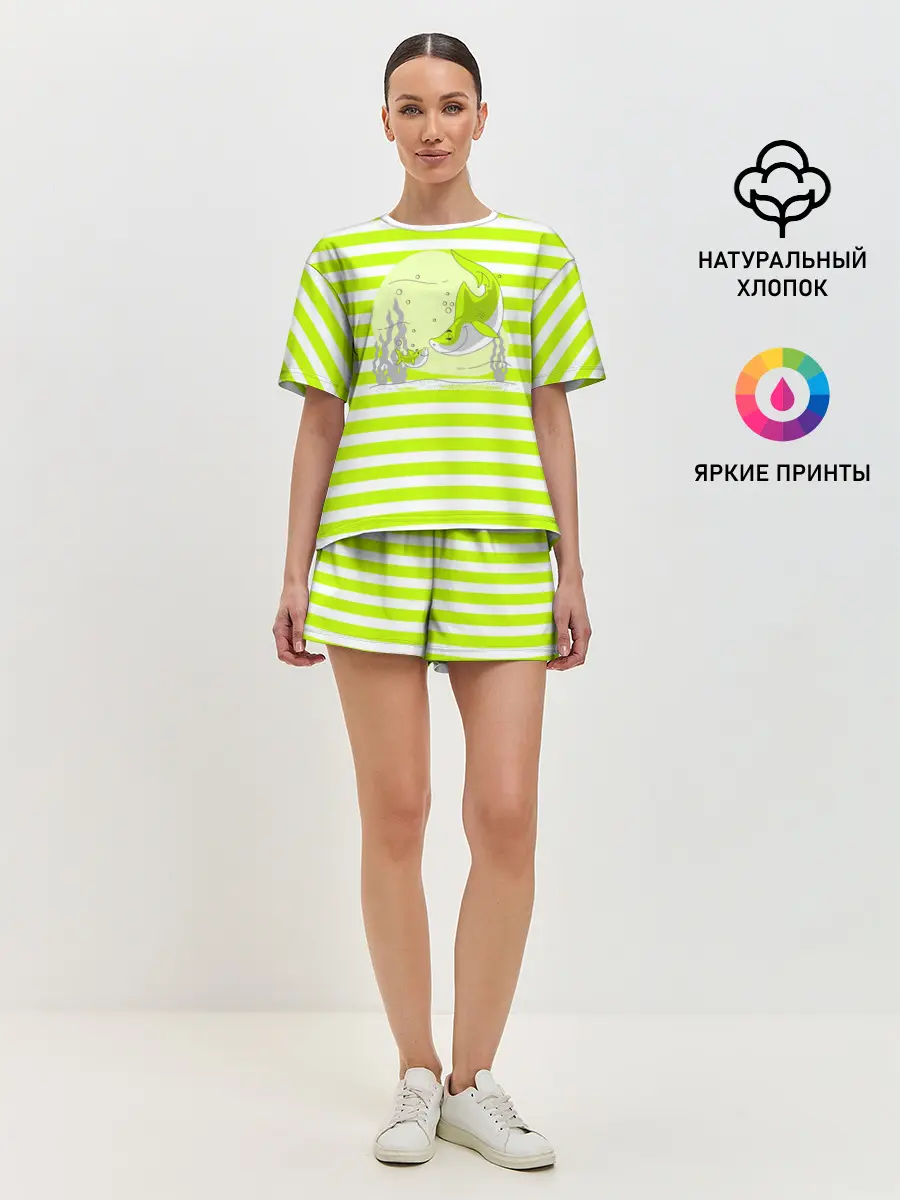 Женская пижама с шортами / Акула