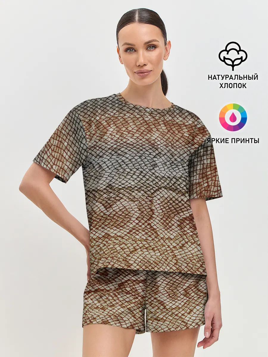 Женская пижама с шортами / Snake skin