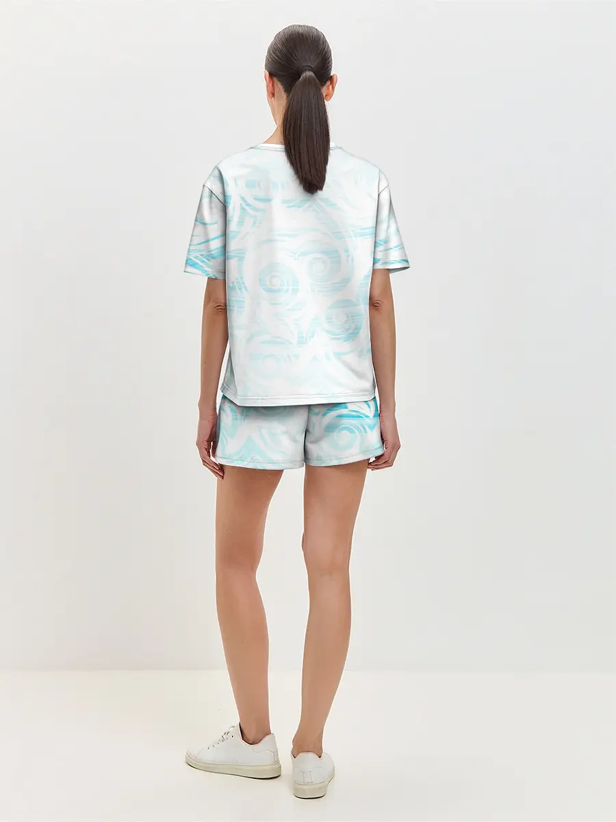 Женская пижама с шортами / Пингвин рыбачит