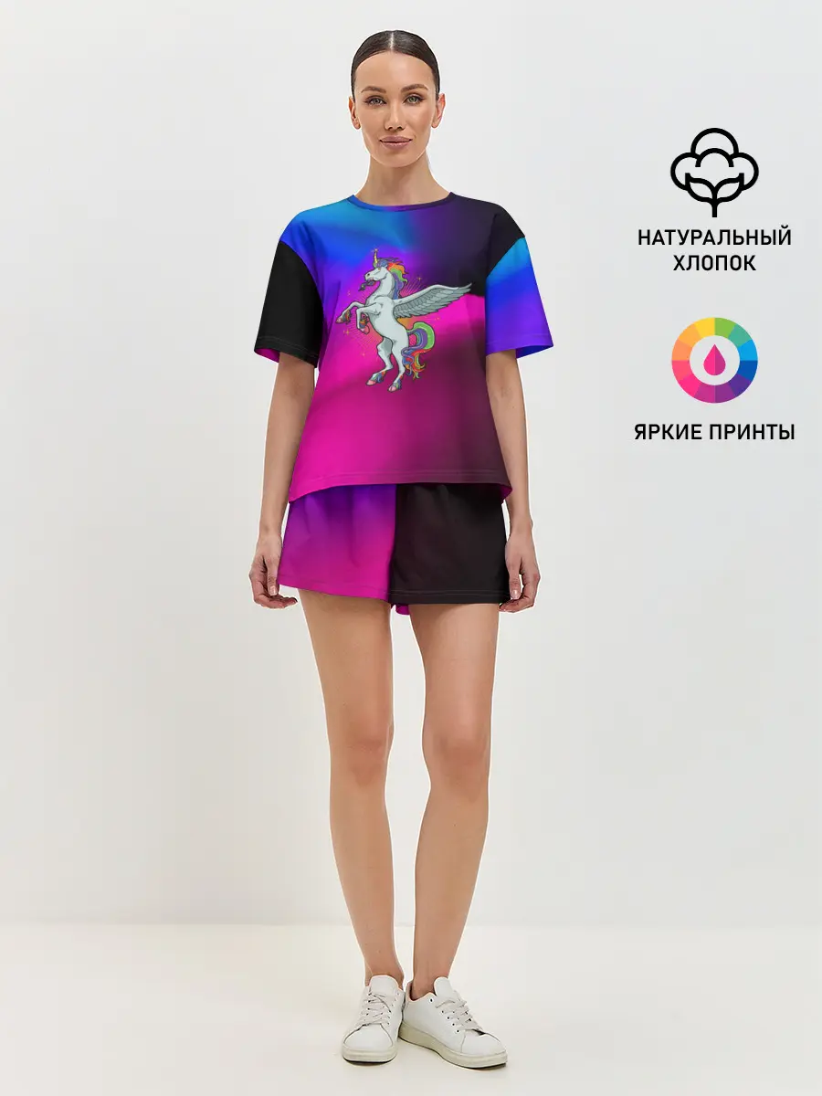 Женская пижама с шортами / Единорог | Unicorn