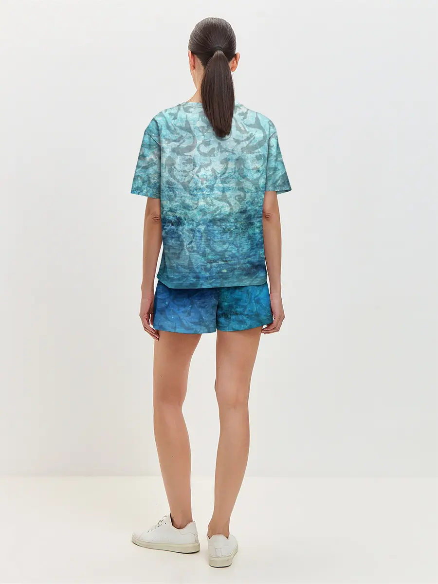 Женская пижама с шортами / Русалка | Подводный мир