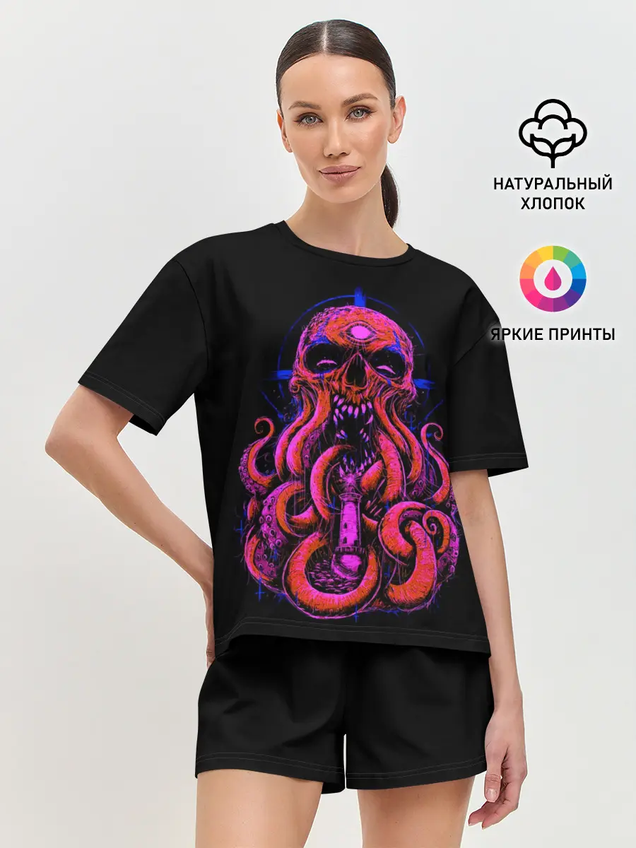 Женская пижама с шортами / Череп Осьминог | Octopus Skull