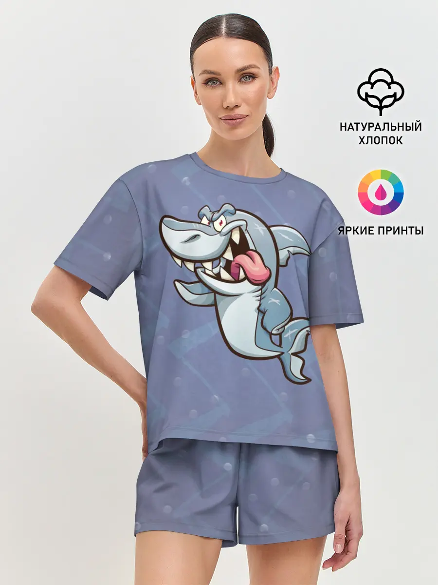 Женская пижама с шортами / Акула