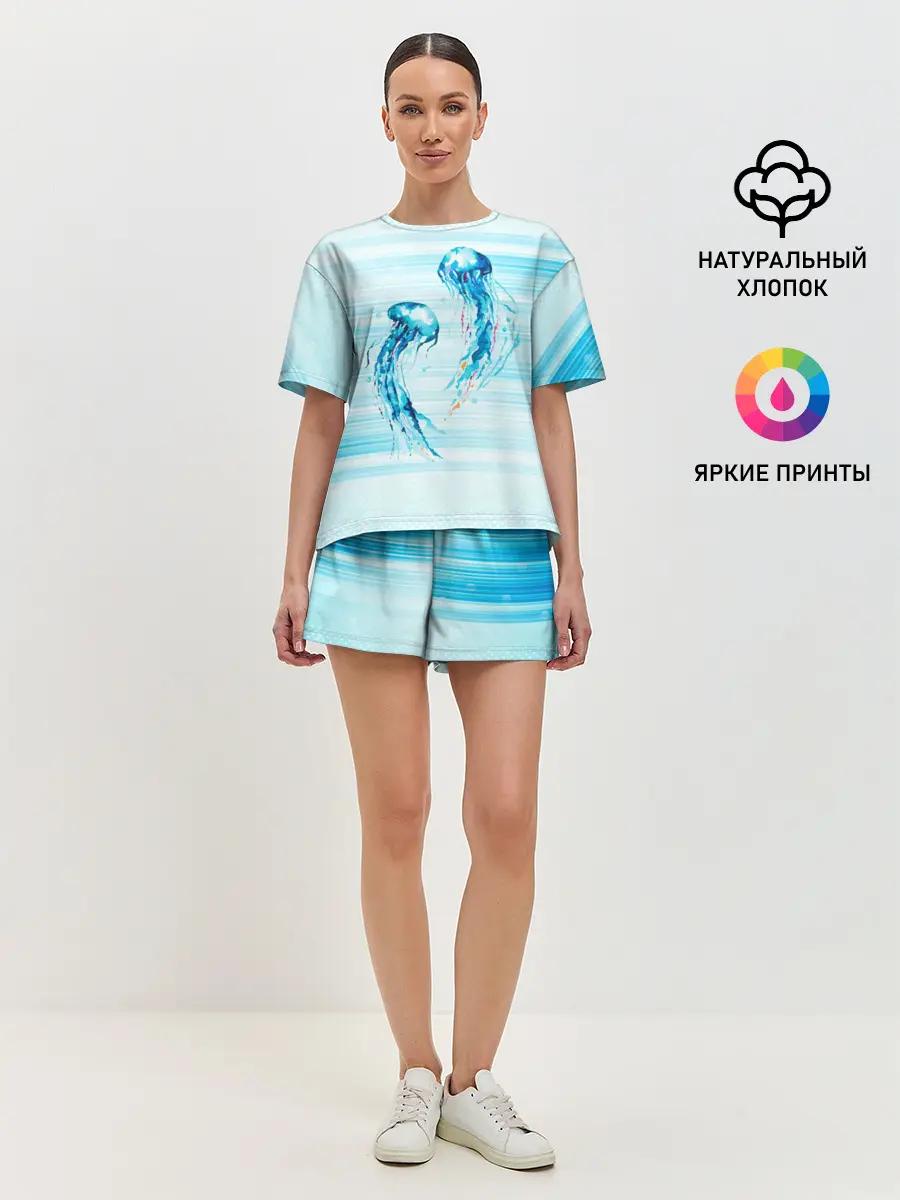 Женская пижама с шортами / Медузы