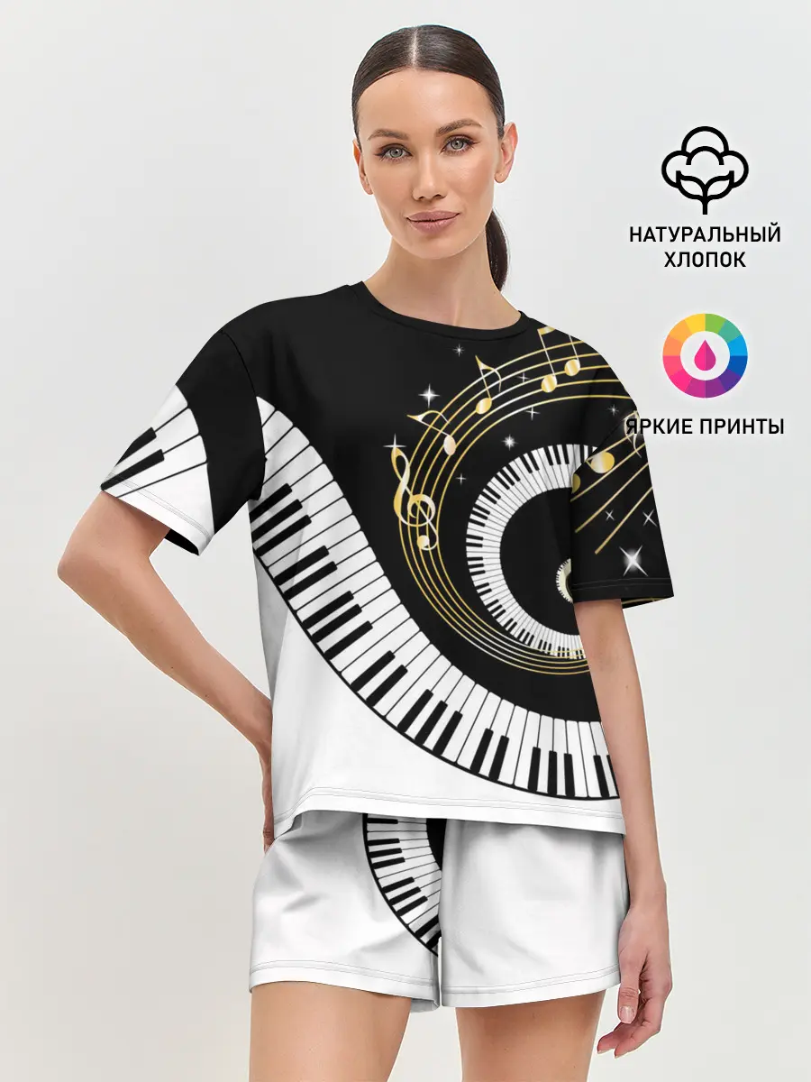 Женская пижама с шортами / МУЗЫКАЛЬНЫЙ УЗОР