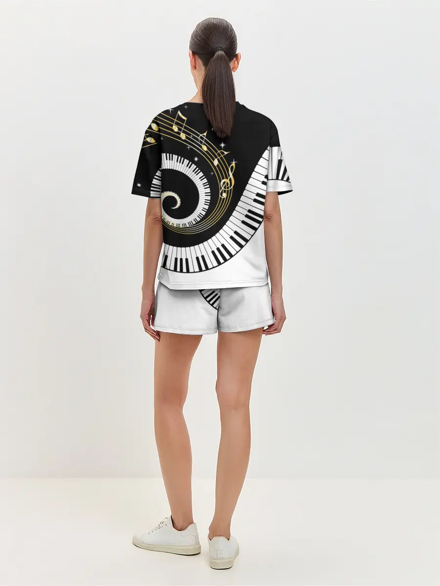 Женская пижама с шортами / МУЗЫКАЛЬНЫЙ УЗОР