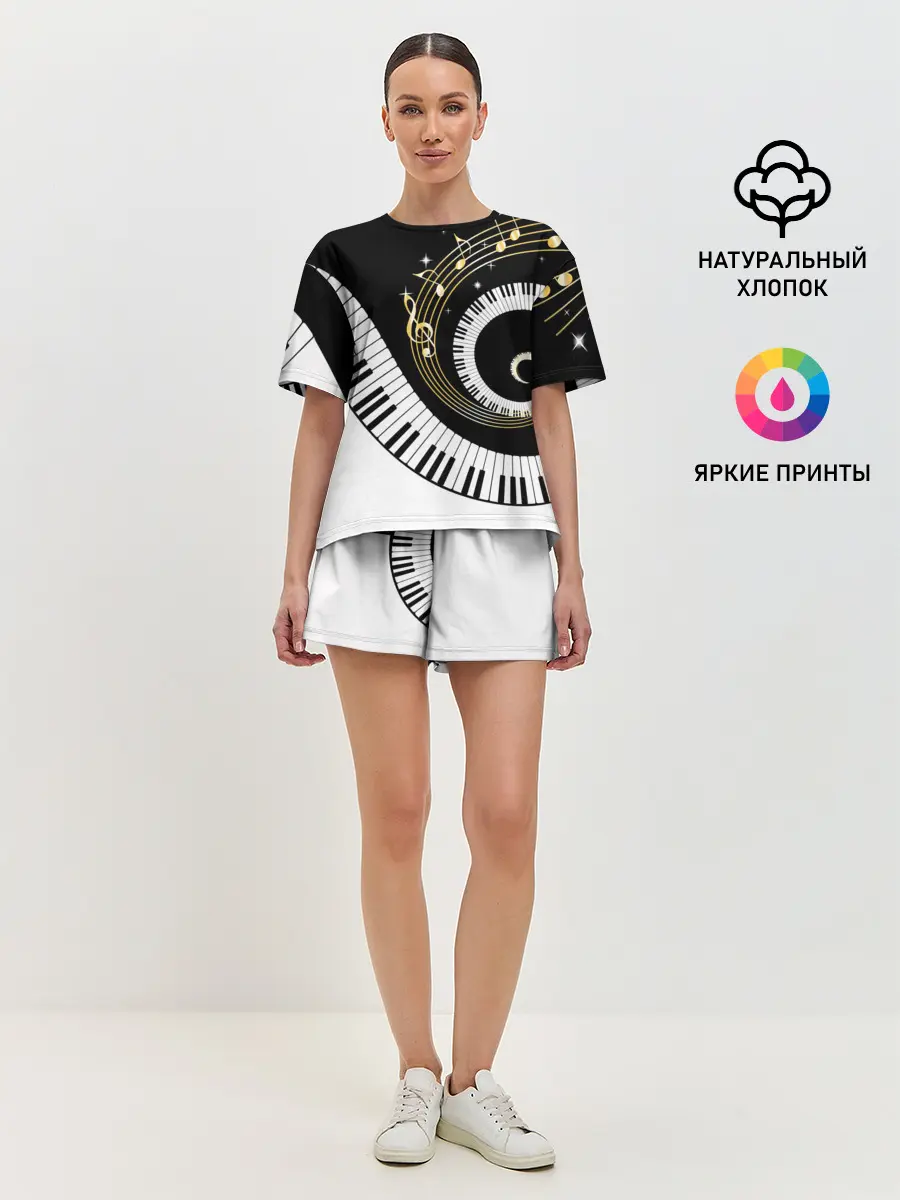 Женская пижама с шортами / МУЗЫКАЛЬНЫЙ УЗОР