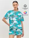 Женская пижама с шортами / Киты и корабль